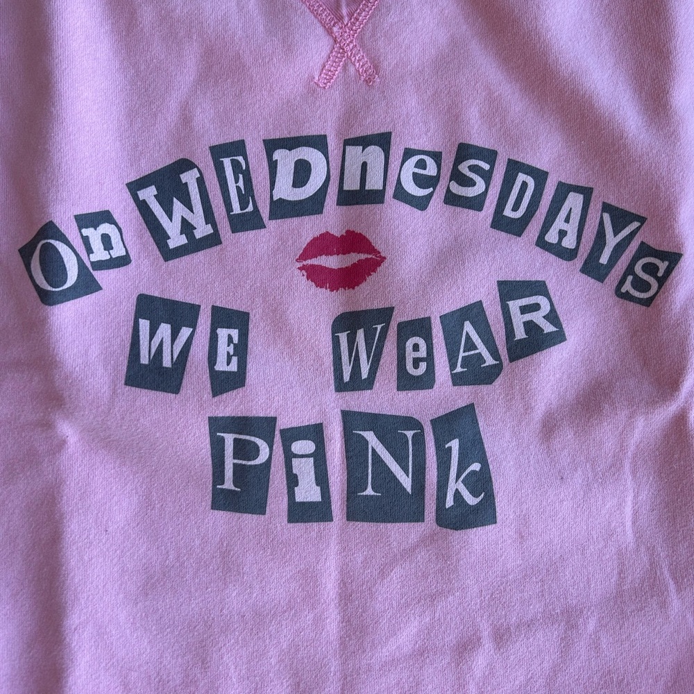 🦅 American Eagle Mean Girls “On Wednesdays We Wear Pink” Sweatshirt - Picture 2 of 6